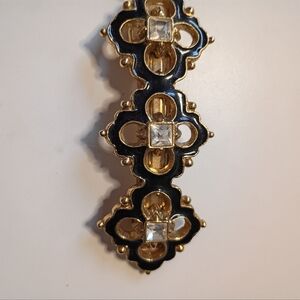 Vintage Gold And Black Beret With Rhinestones